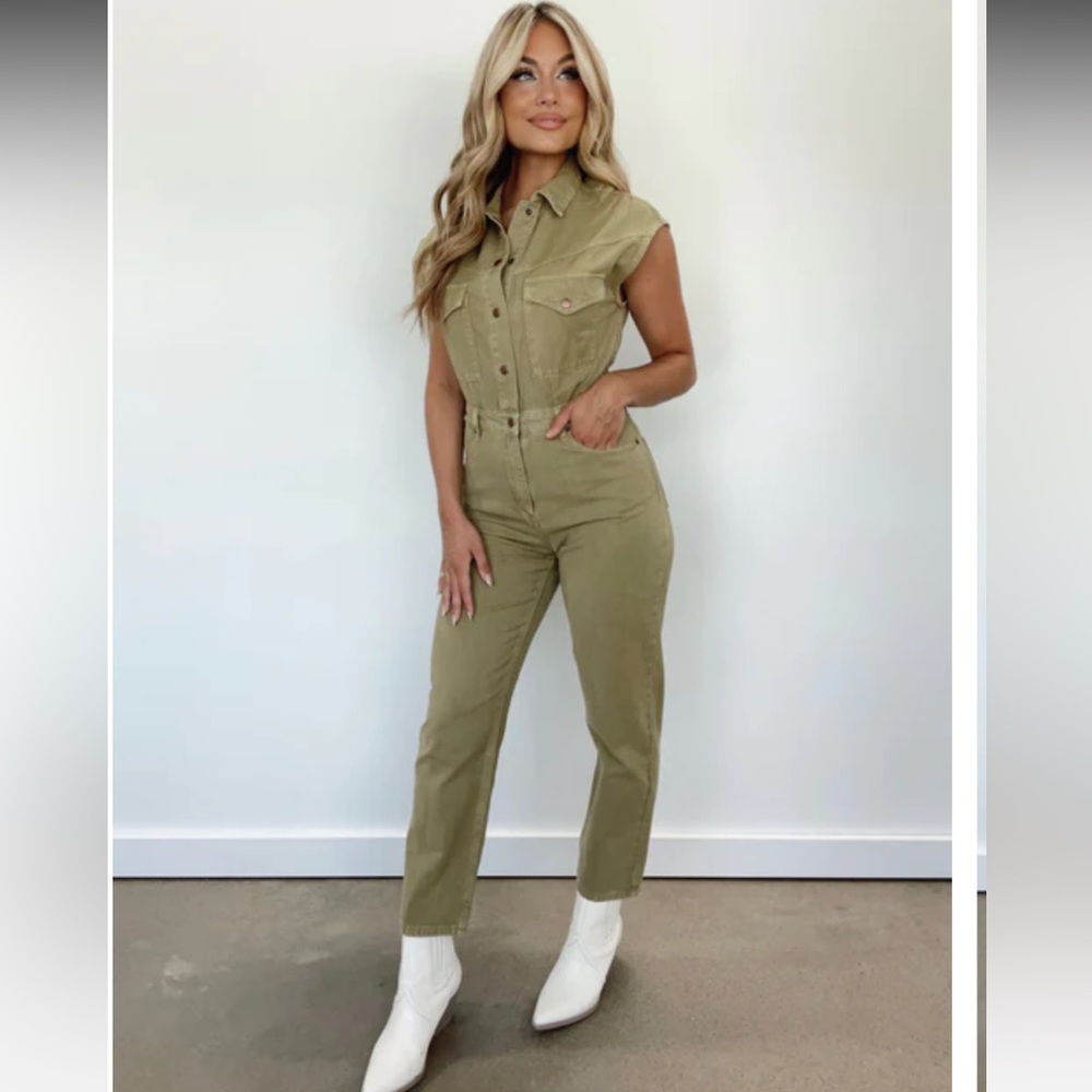 Green Denim Jumpsuit from Lane 201